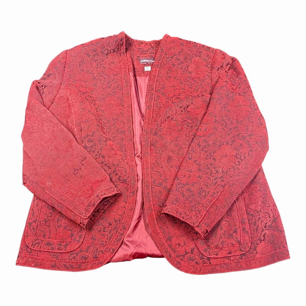 Coldwater Creek Open Jacket Blazer Women's Small‎ Petite Floral Texture Lagenloo